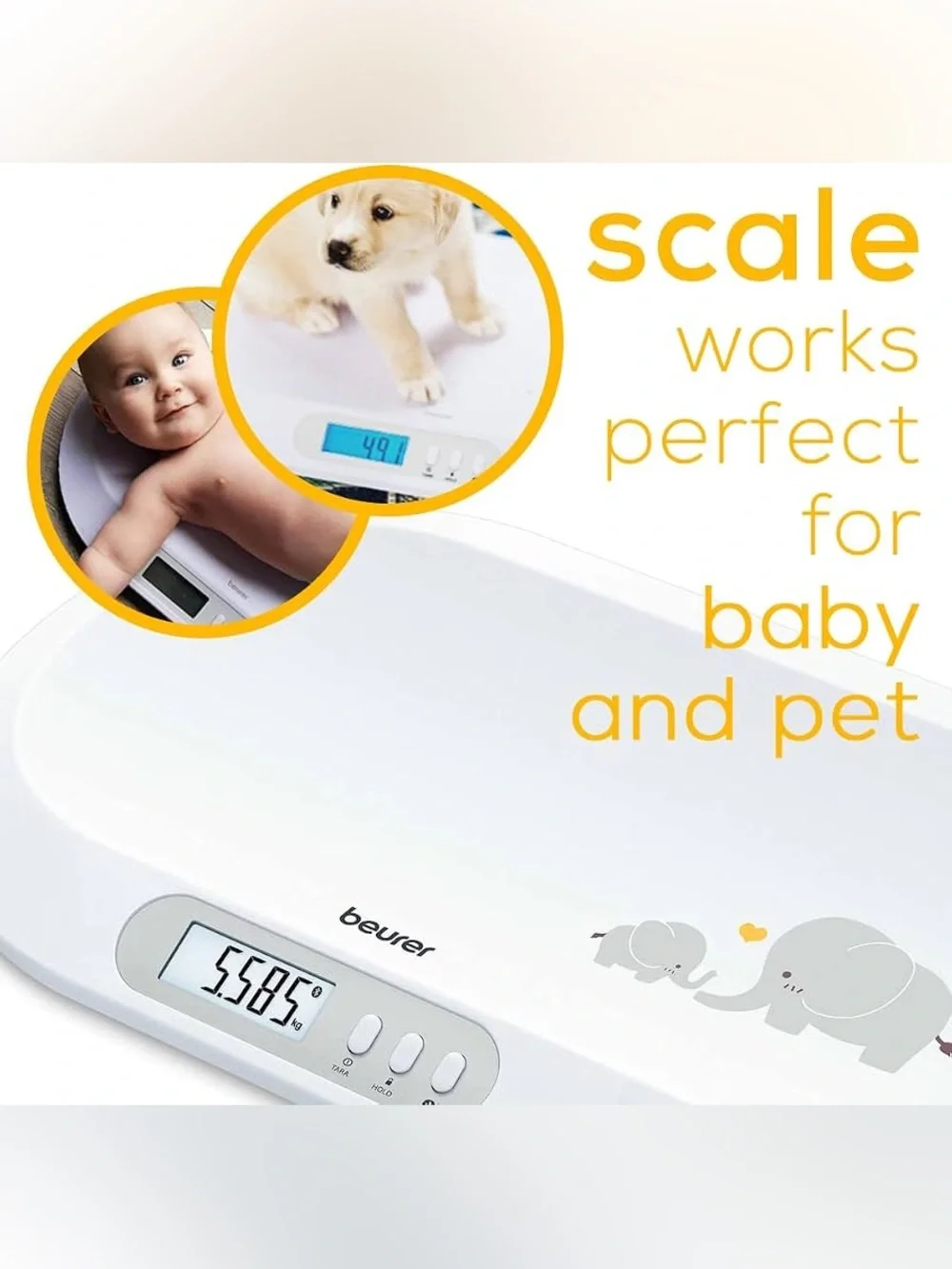 Beurer BY90 Digital Baby & Pet Scale with Bluetooth